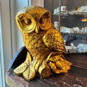 Gold painted Resin Casted Owl